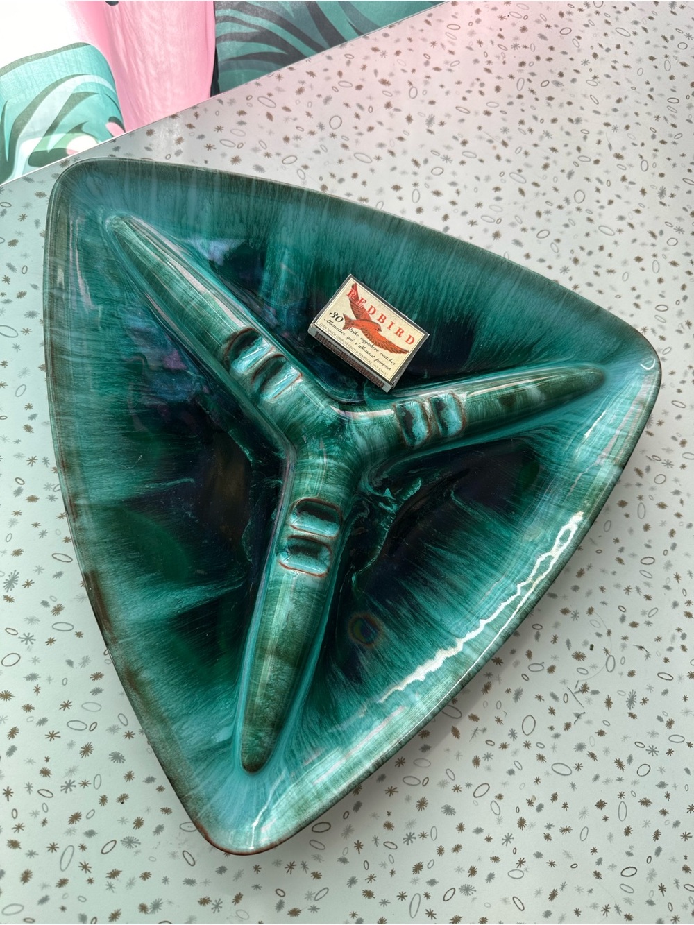 Large Tri-Section Blue Mountain Pottery Piece - Vintage